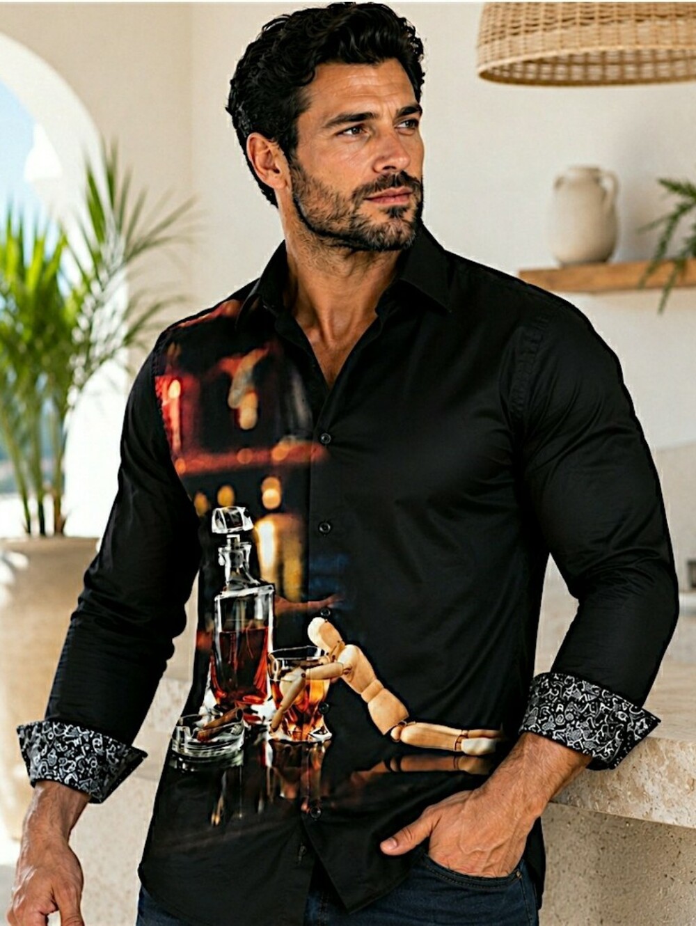 NEW Robert Graham EMBROIDERED Elegant Gentleman Drinks XL Sport Shirt $280